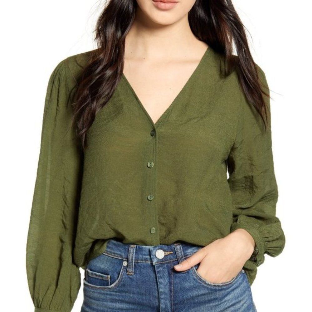 NWT BP Textured Blouson Sleeve Top | 1X